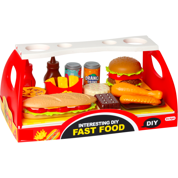 Sada fast food – hamburger a bageta s doplňky