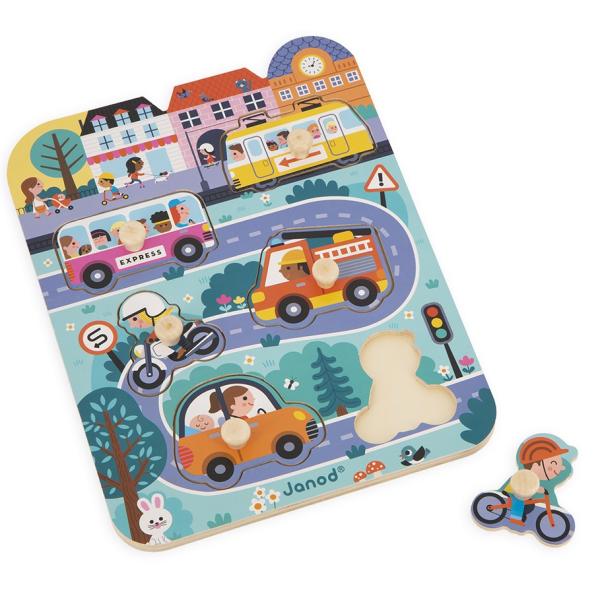 Janod Dřevěné vkládací puzzle Ve městě (obrázek 3)