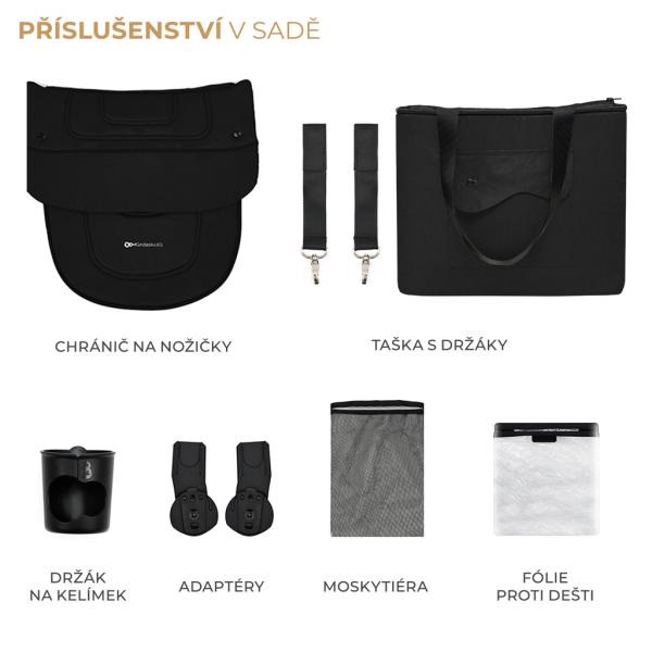 KINDERKRAFT SELECT Kočárek kombinovaný Yoxi 2v1 Pure Black (obrázek 11)