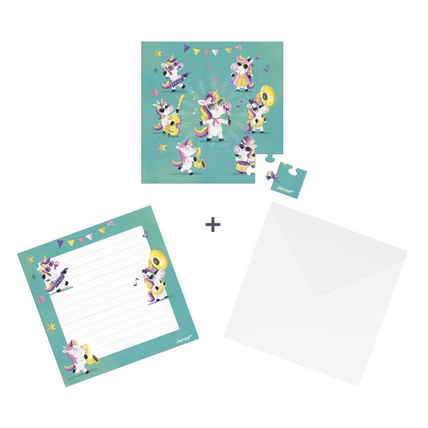 Janod Blahopřání k narozeninám s puzzle Jednorožec