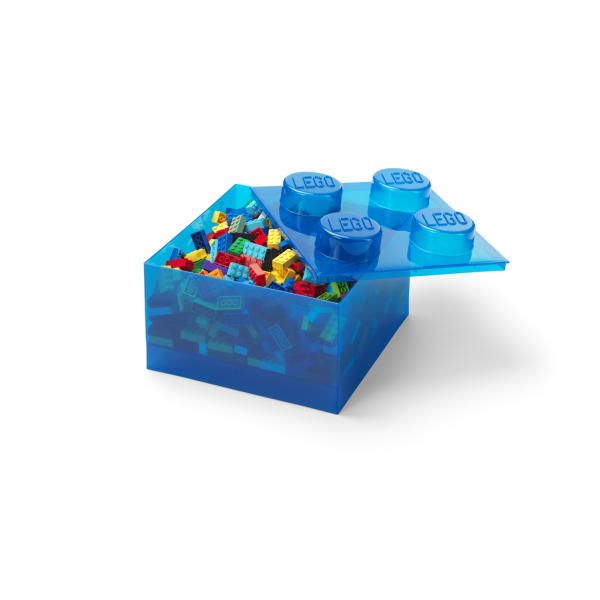 LEGO úložný box 4 s víkem - průhledná modrá (obrázek 3)