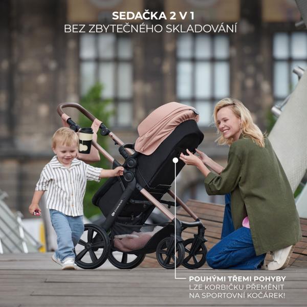 KINDERKRAFT Kočík kombinovaný Moov 2 3v1 Písečně béžová - pěnová kola (obrázek 3)
