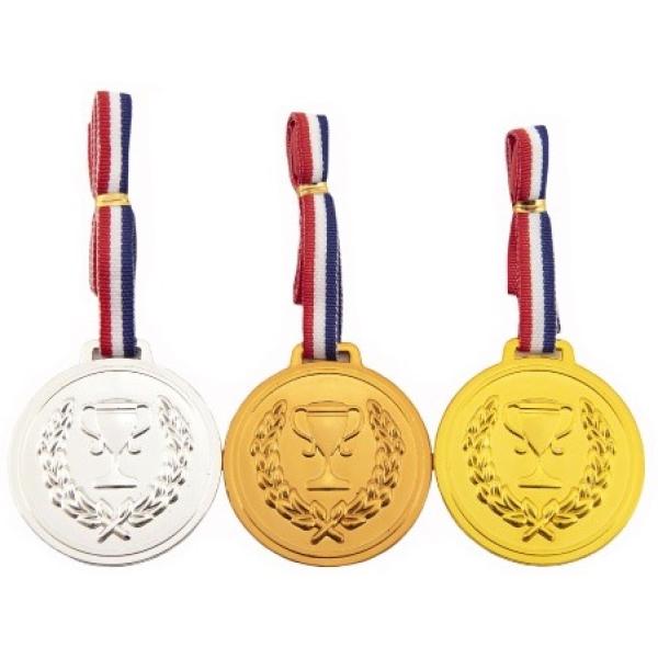 Medaile se šňůrkou 3ks plast průměr 6cm na kartě