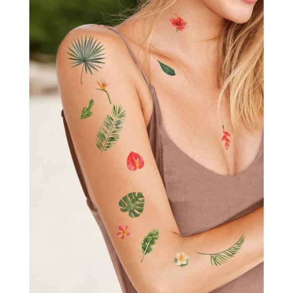 TATTonMe Voděodolné dočasné tetovačky Tropické rostliny mix