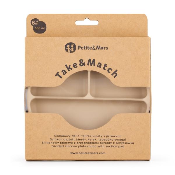 PETITE&MARS Talířek silikonový dělící kulatý Take&Match Desert Sand 6m+ (obrázek 4)