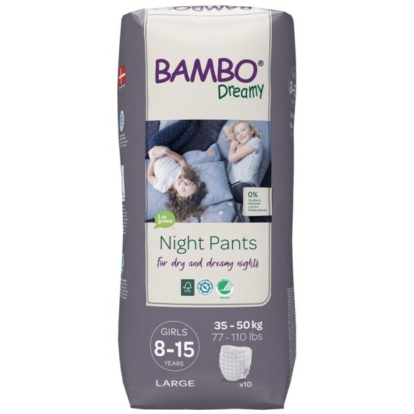 BAMBO Dreamy Night Pants Nohavičky plienkové jednorázové Girls 8-15 rokov (35-50 kg) 10 ks