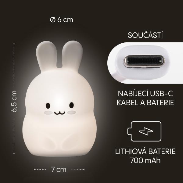 Silikonová noční LED lampa velikost. M, Rabbit (obrázek 9)