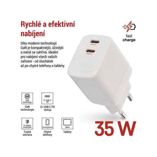 Síťový USB adaptér (zdroj) GaN PD 35W