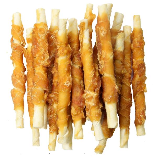 Pochoutka Rasco Premium buvolí kůže obalená kuřecím masem, tyčinky 230g