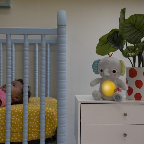 BRIGHT STARTS Hračka plyšová hudební svítící Hug-a-bye Baby ™ sloník 0m + (obrázek 8)