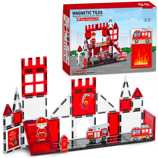 Magnetická stavebnica - Hasiči 32 ks
