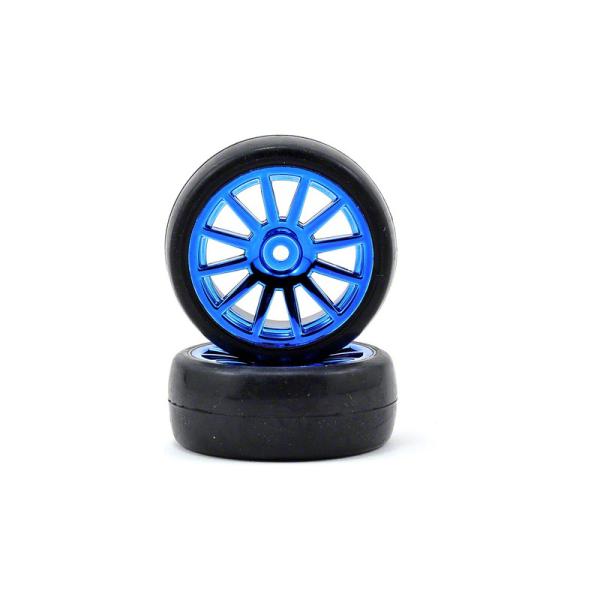 Traxxas koleso, disk 12-spoke modrý, pneu slick (2)