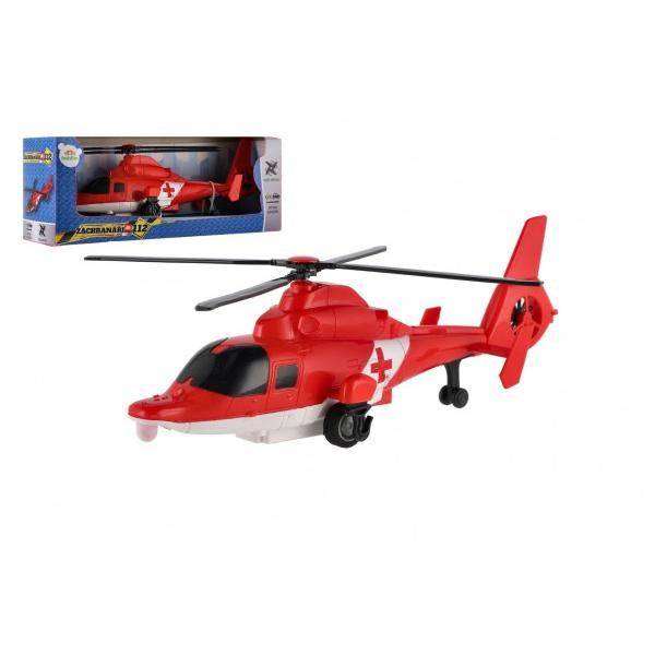Vrtuľník/Helikoptéra záchrannej služby plast 22cm na spätné natiahnutie