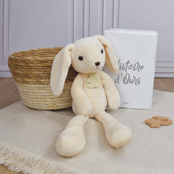 Doudou Histoire d´Ours Plyšový kamarád bílý zajíček 40 cm (obrázek 4)