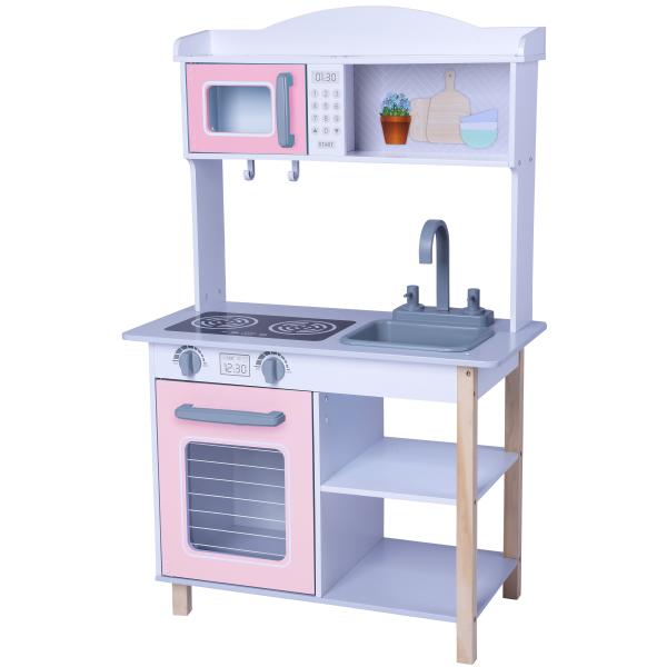 BABU - Drevená detská kuchynka - Ružová