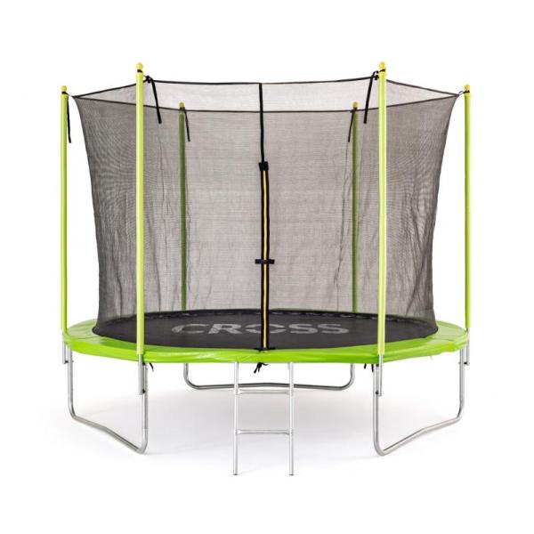 Trampolína CROSS so sieťou, zeleno čierna, 306x306x250cm