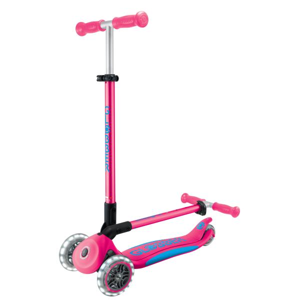 Globber dětská skládací koloběžka Elite Lights Fuchsia (obrázek 6)