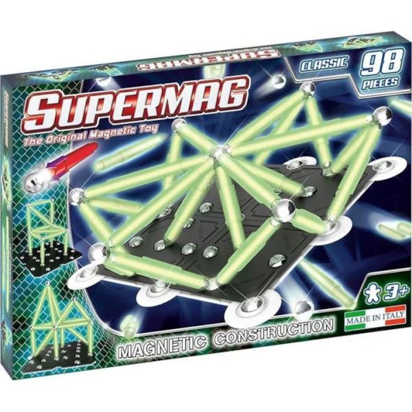 SUPERMAG magnetická stavebnica Clasic glow 98ks
