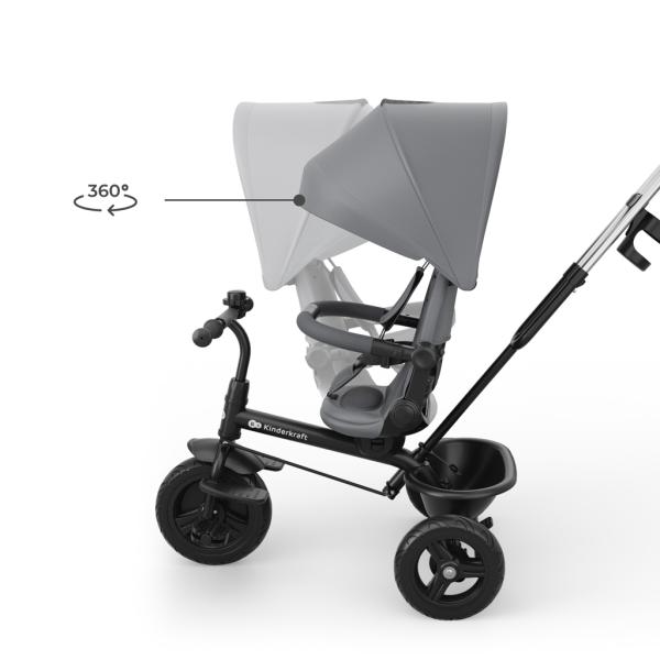 KINDERKRAFT Tříkolka Aston 2 Plus Grey, 9m+ (obrázek 4)