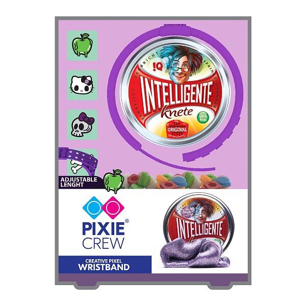 PIXIE CREW Fialový silikónový náramok s Hello Kitty pixely + Inteligentní plastelína jako