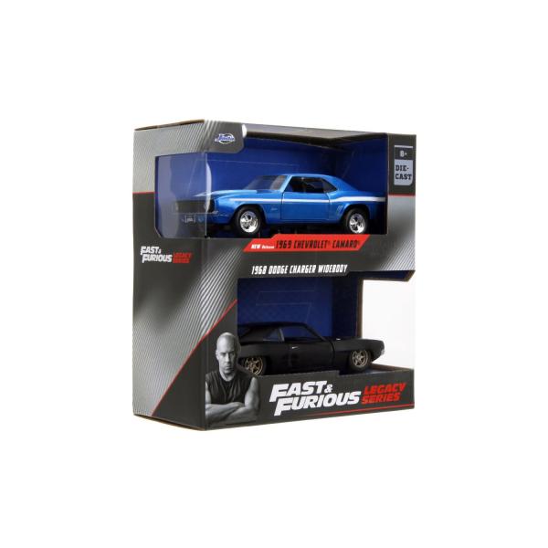 Rychle a zběsile Twin Pack Chevrolet Camaro 1969 a Dodge Charge Wide Body 1968, 1:32 Wave (obrázek 3)
