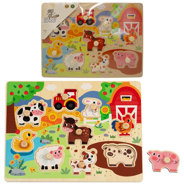 BABU – Dřevěné vkládací puzzle velká FARMA