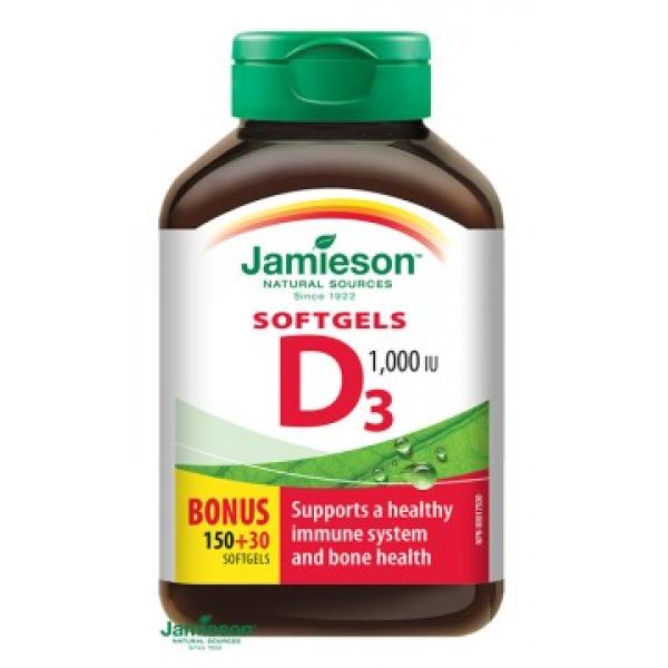 Jamieson Vitamin D3 1000 IU tobolky 180 kapslí