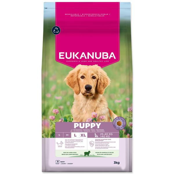 Mangime EUKANUBA Puppy Large ricco di agnello 3 kg