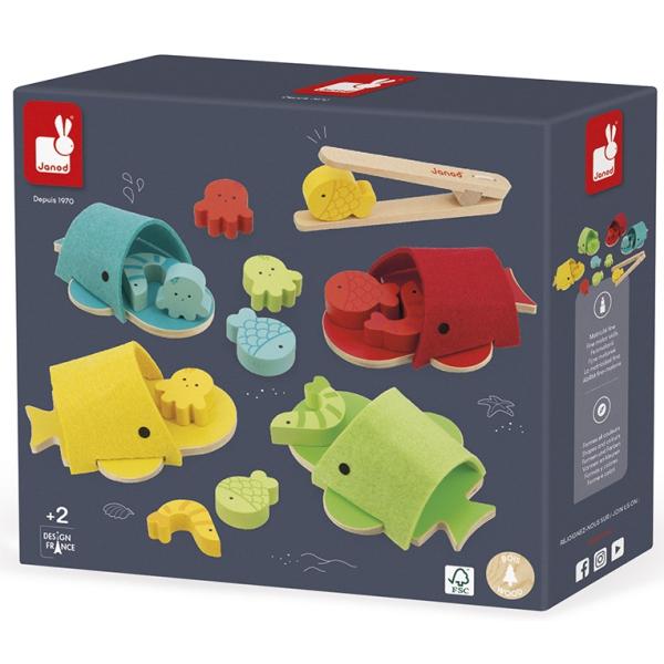 Janod Montessori hračka na třídění Velryby