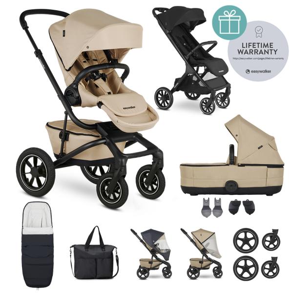 EASYWALKER Kombinovaný kočárek Jimmey Sand Taupe XXL AIR + RWS + Jackey XL Shadow Black