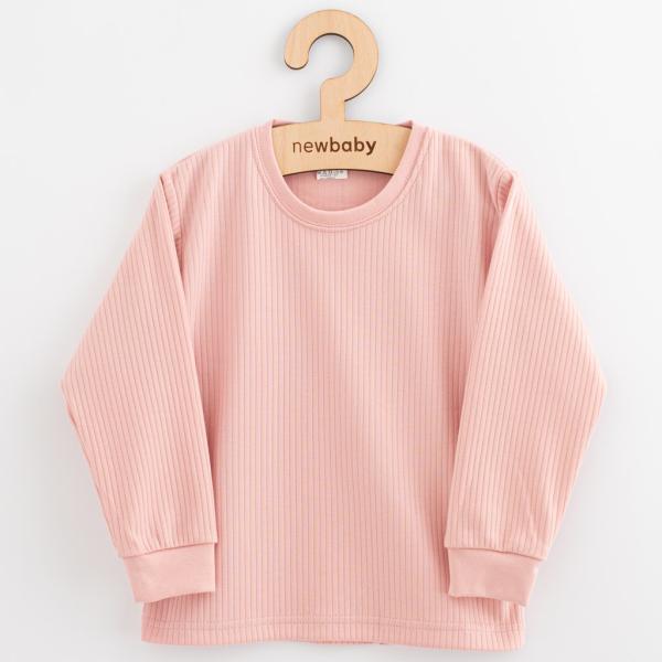 Detske bavlnené tričko s dlhým rukávom New Baby Kindergarten pudrovo ružové 116 (5-6r)