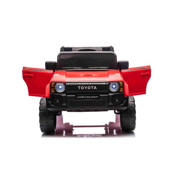 Elektrické autíčko Toyota Landcruiser 12V, červené, široké jednomístné sedadlo, 2,4 GHz d