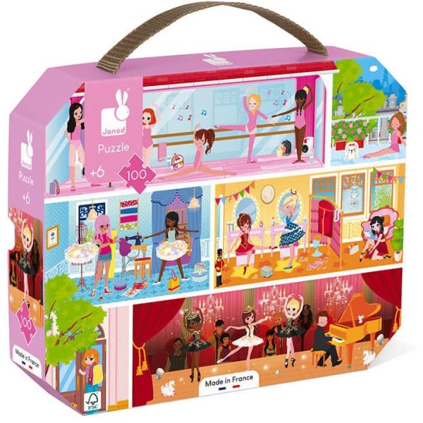 Janod Puzzle v kufříku Škola baletu 100 ks