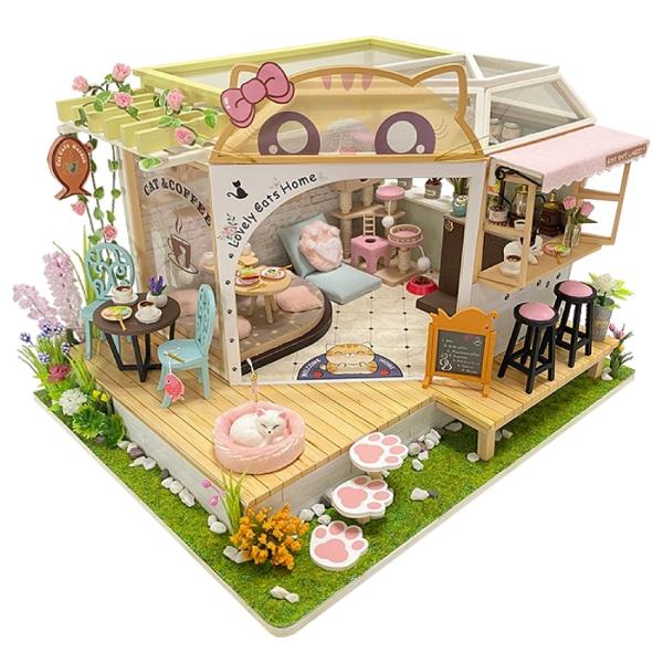 Miniatura domku Kočičí kavárna se zahrádkou