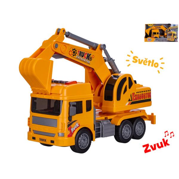 Auto stavebný bager 27cm na zotrvačník na batérie so svetlom a zvukom