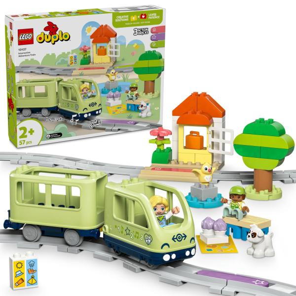 Lego Duplo Treno D’Avventura Interattivo - Giochi Didattici Per Bambini E Bambine Da 2 Anni In Su - Con 14 Binari, Mattoncini Multifunzione Con Suoni E 4 Personaggi Giocattolo - Idea Regalo - 10427-image
