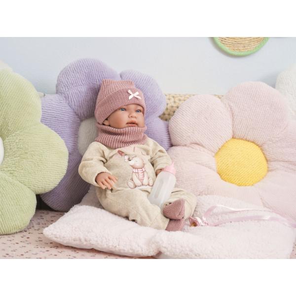 Llorens 84488 NEW BORN - realistická panenka miminko se zvuky a měkkým látkovým tělem (obrázek 6)