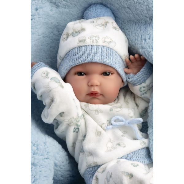 Llorens 63509 NEW BORN CHLAPEČEK - realistická panenka miminko s celovinylovým tělem (obrázek 4)