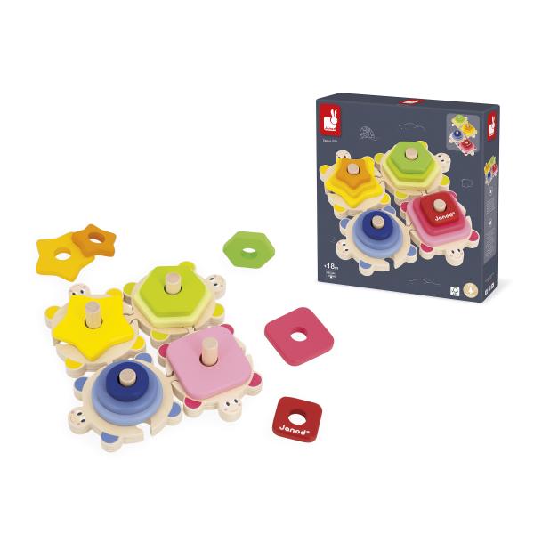 Janod Drevená skladačka a vkladačka Korytnačky Učíme sa tvary a farby