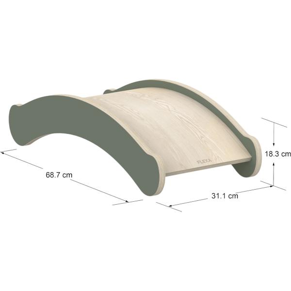 Flexa Dřevěná balanční deska pro děti tmavozelená Play