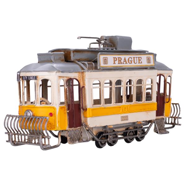 Tramvaj žlutá 27,5cm s nápisem Prague kov