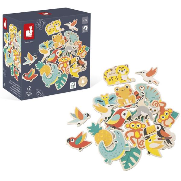 Janod Dřevěné magnetky Tropická zvířata Tropik