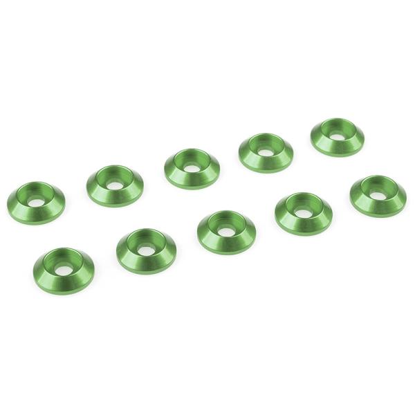 Podložka pre polovicu. hlavu M3/10mm hliník zelená (10)