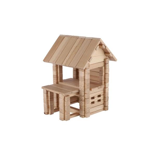 Stavebnica drevený dom 102 dielikov v krabici 28x18x7cm