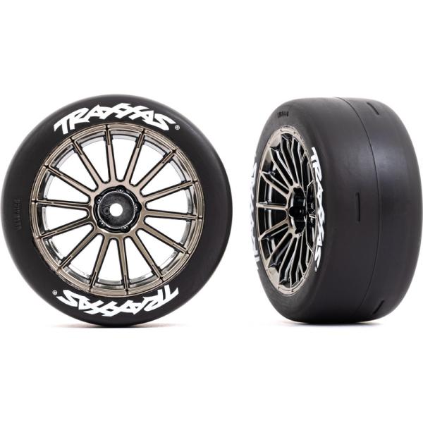 Traxxas kolo 2.0", disk multi-spoke černý chrom, pneu slick (zadní) (2)