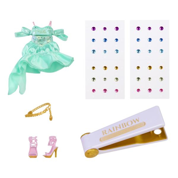 Rainbow High Be Dazzling Fashion panenka - Celine Turquoise (Teal) (obrázek 6)