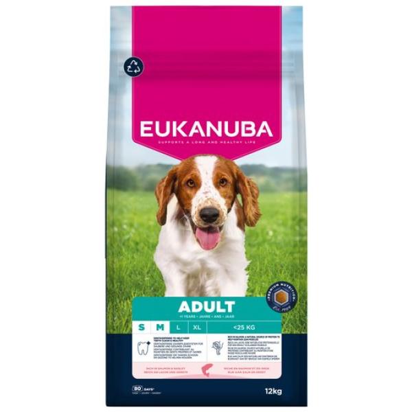 Krmivo EUKANUBA Adult Small and Medium bohaté na lososa a ječmen 12 kg