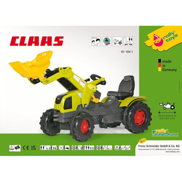 Rollytoys Šlapací traktor Farmtrac Claas Axos s předním nakladačem (obrázek 6)