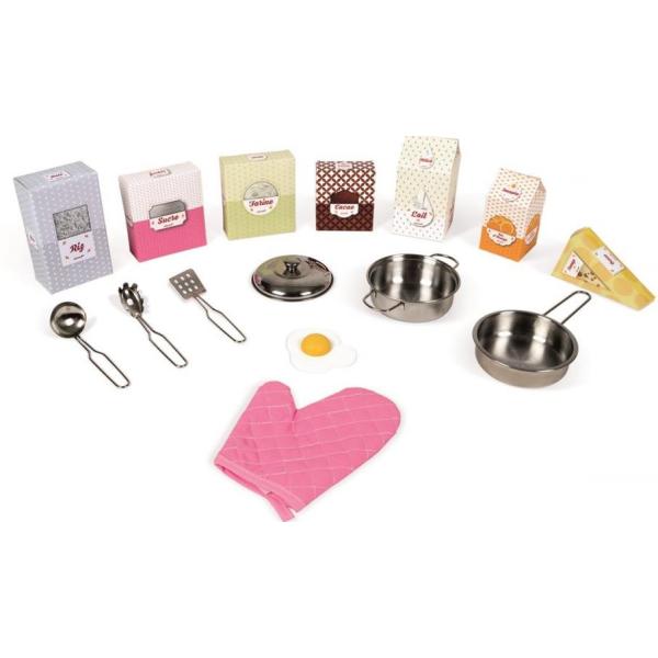 Janod Velká dřevěná kuchyňka Macaron růžová s příslušenstvím a zvuky