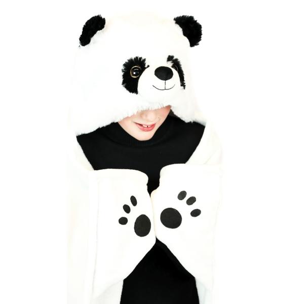 Cozy Noxxiez BL823 Panda - hřejivá deka s kapucí se zvířátkem a tlapkovými kapsami (obrázek 3)